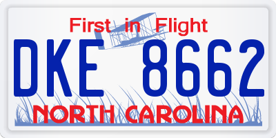 NC license plate DKE8662
