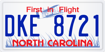 NC license plate DKE8721