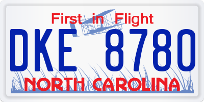NC license plate DKE8780