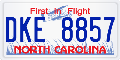 NC license plate DKE8857