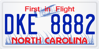 NC license plate DKE8882