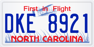 NC license plate DKE8921