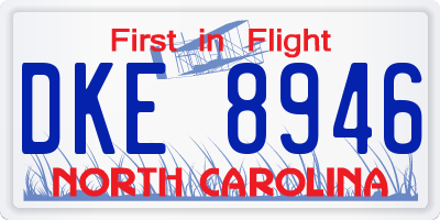 NC license plate DKE8946