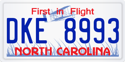 NC license plate DKE8993