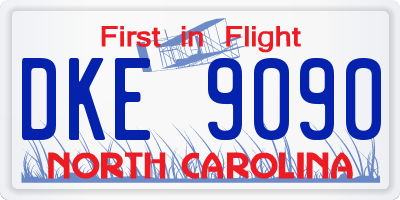 NC license plate DKE9090