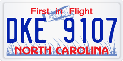 NC license plate DKE9107
