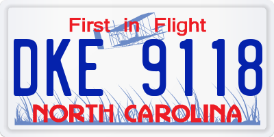 NC license plate DKE9118