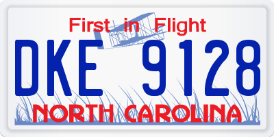 NC license plate DKE9128