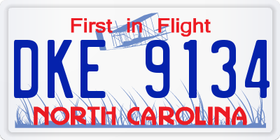 NC license plate DKE9134