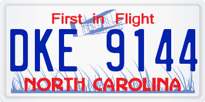 NC license plate DKE9144