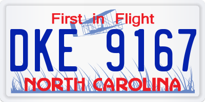 NC license plate DKE9167