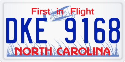 NC license plate DKE9168