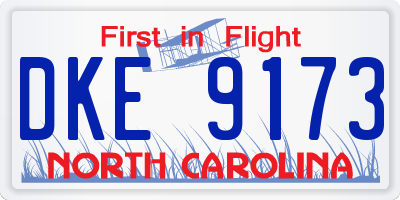 NC license plate DKE9173