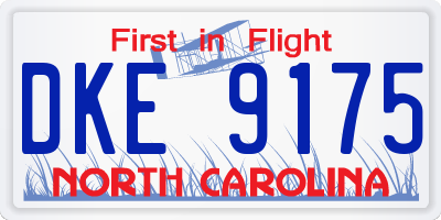 NC license plate DKE9175