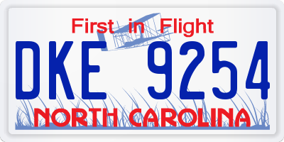 NC license plate DKE9254