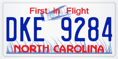 NC license plate DKE9284