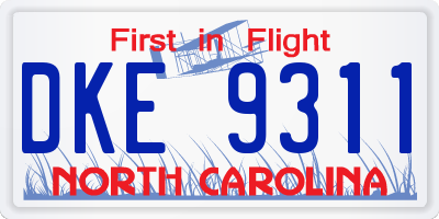 NC license plate DKE9311