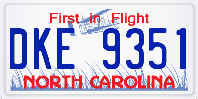 NC license plate DKE9351