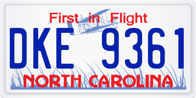NC license plate DKE9361