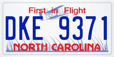 NC license plate DKE9371