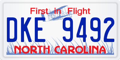 NC license plate DKE9492