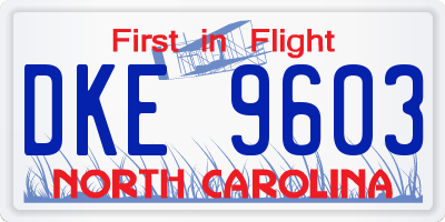 NC license plate DKE9603