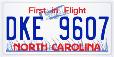NC license plate DKE9607