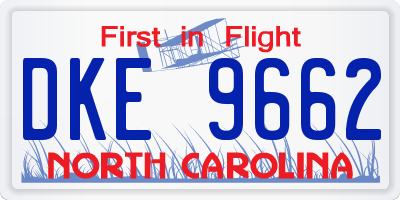NC license plate DKE9662