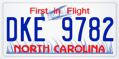 NC license plate DKE9782