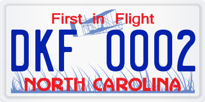 NC license plate DKF0002