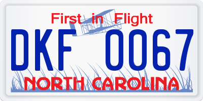 NC license plate DKF0067