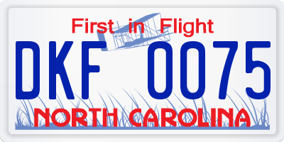 NC license plate DKF0075