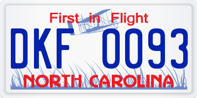 NC license plate DKF0093