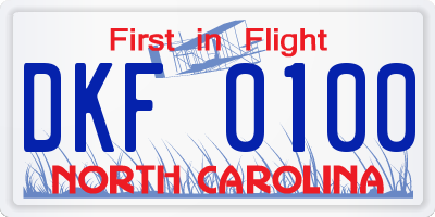 NC license plate DKF0100