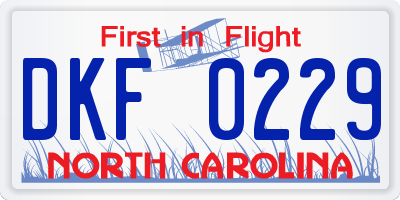 NC license plate DKF0229