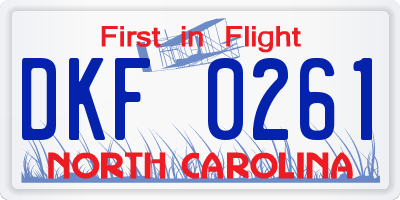 NC license plate DKF0261