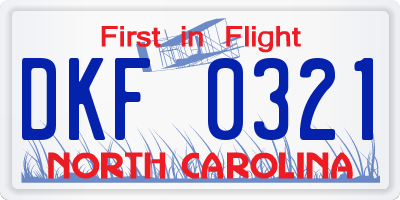 NC license plate DKF0321