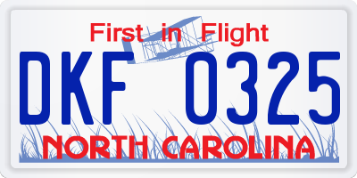 NC license plate DKF0325