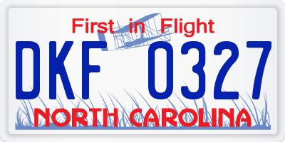 NC license plate DKF0327