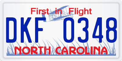 NC license plate DKF0348