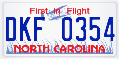 NC license plate DKF0354
