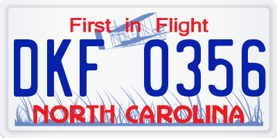 NC license plate DKF0356