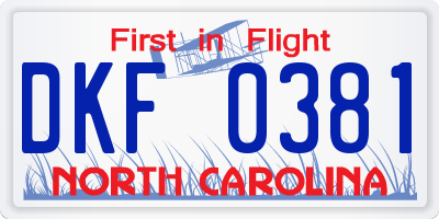 NC license plate DKF0381