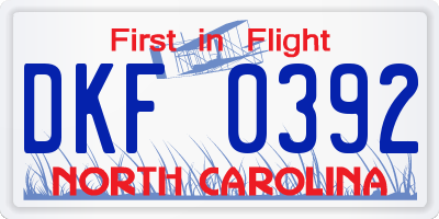 NC license plate DKF0392