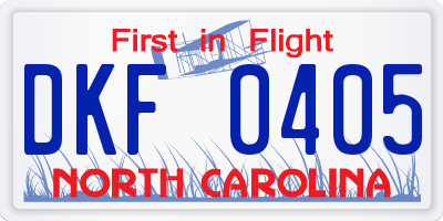 NC license plate DKF0405