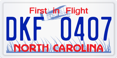 NC license plate DKF0407