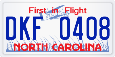 NC license plate DKF0408