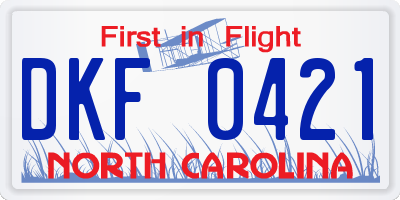 NC license plate DKF0421