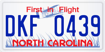 NC license plate DKF0439