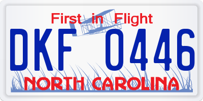 NC license plate DKF0446